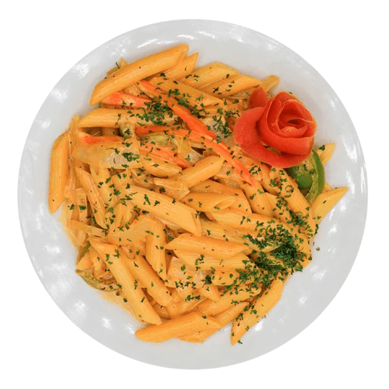 Pasta dish with piece of carrot